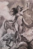 Ishtar and Tiamat - Original Drawing