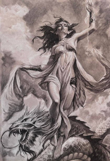 Ishtar and Tiamat –– Original Drawing