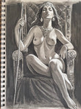 Seated Nude Study - Original Drawing