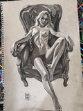 Seated nude in charcoal