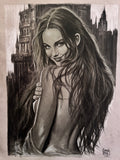 Countess Bathory - original charcoal painting