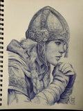 Gazing Over the Wall - original drawing