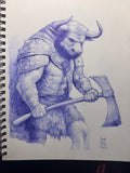 Minotaur Without A Maze - original drawing