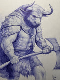 Minotaur Without A Maze - original drawing