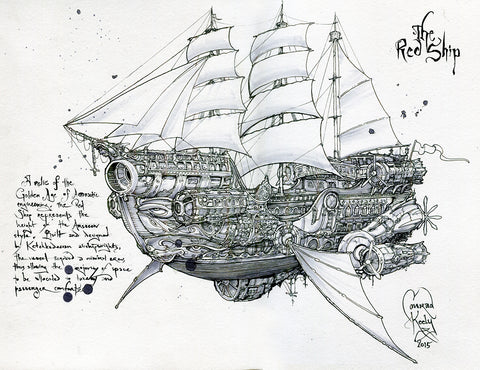 The Red Ship — Limited edition art print by Conrad Keely